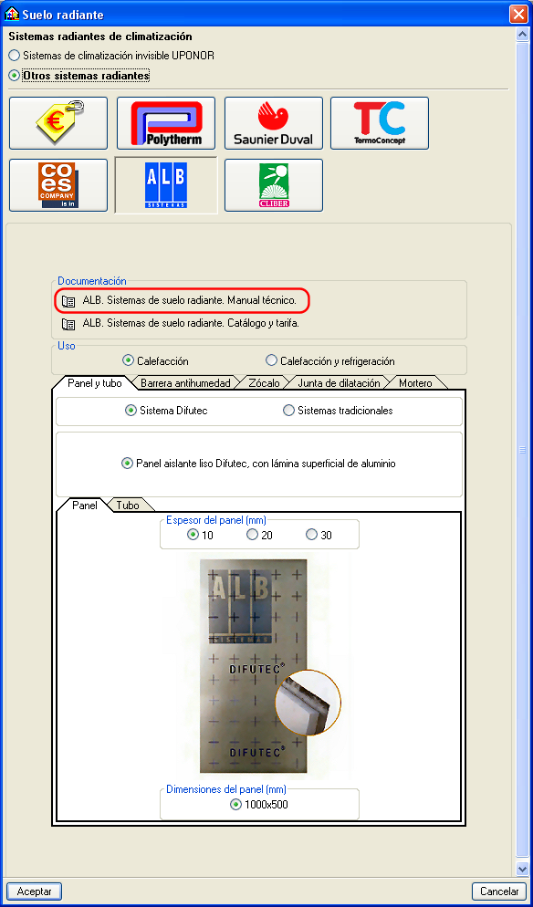Climatización. Suelo radiante ALB